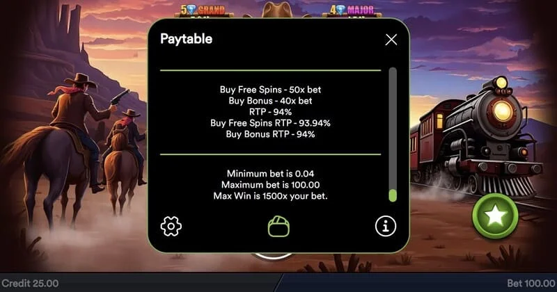 Gold Train Heist - Hold and Win turunun toplam ödemesi